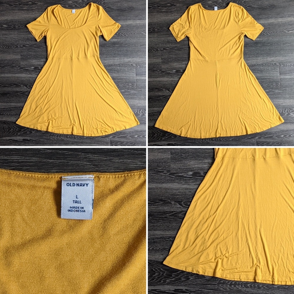 L-Tall Short Sleeve Yellow Dress